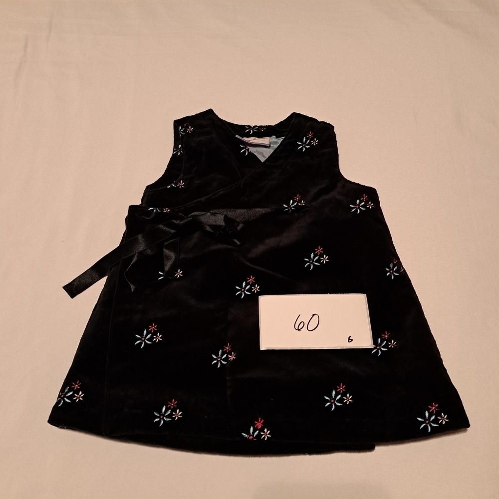 Hanna Andersson black velvety wrap dress size 3-6 months or size 60